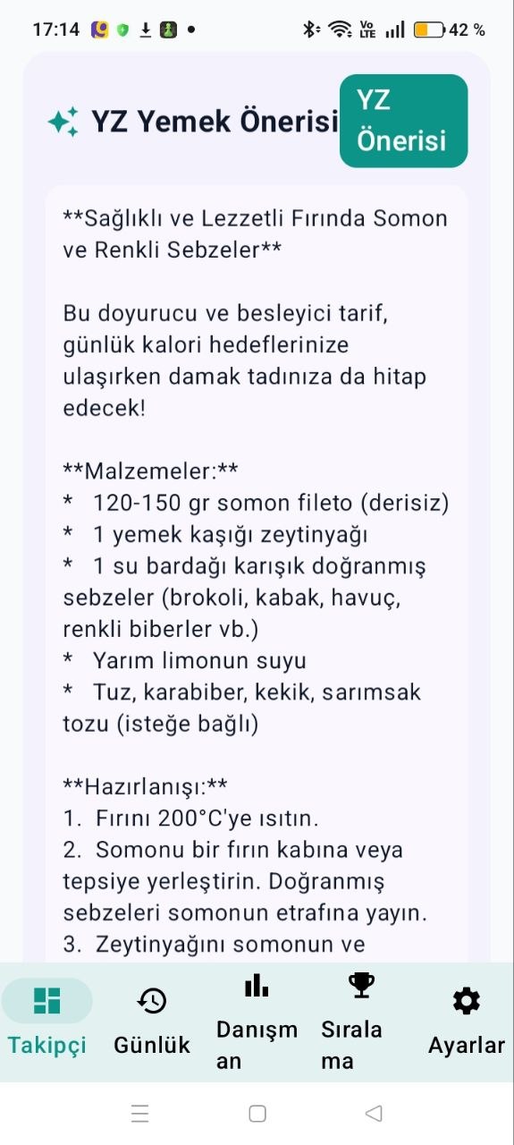 Ne Yemeliyim YZ Tarif Önerisi Ekranı